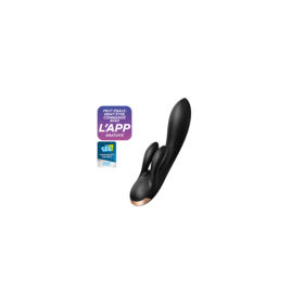Vibromasseur rabbit noir double stimulation clitoris Double Flex Satisfyer 
